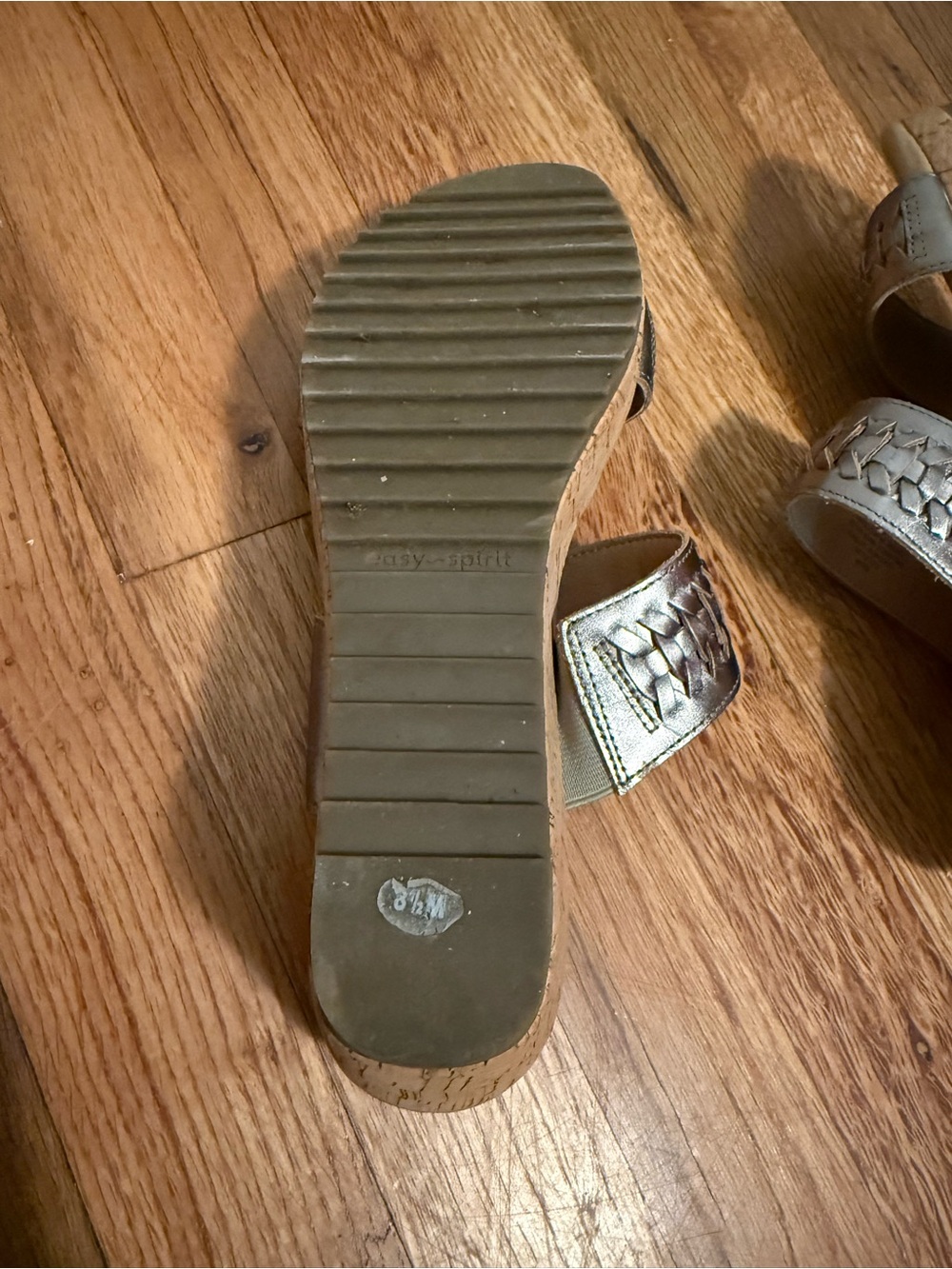 Easy Spirit Metallic Woven Double-Strap Wedge Sandals - gold - Picture 7 of 8